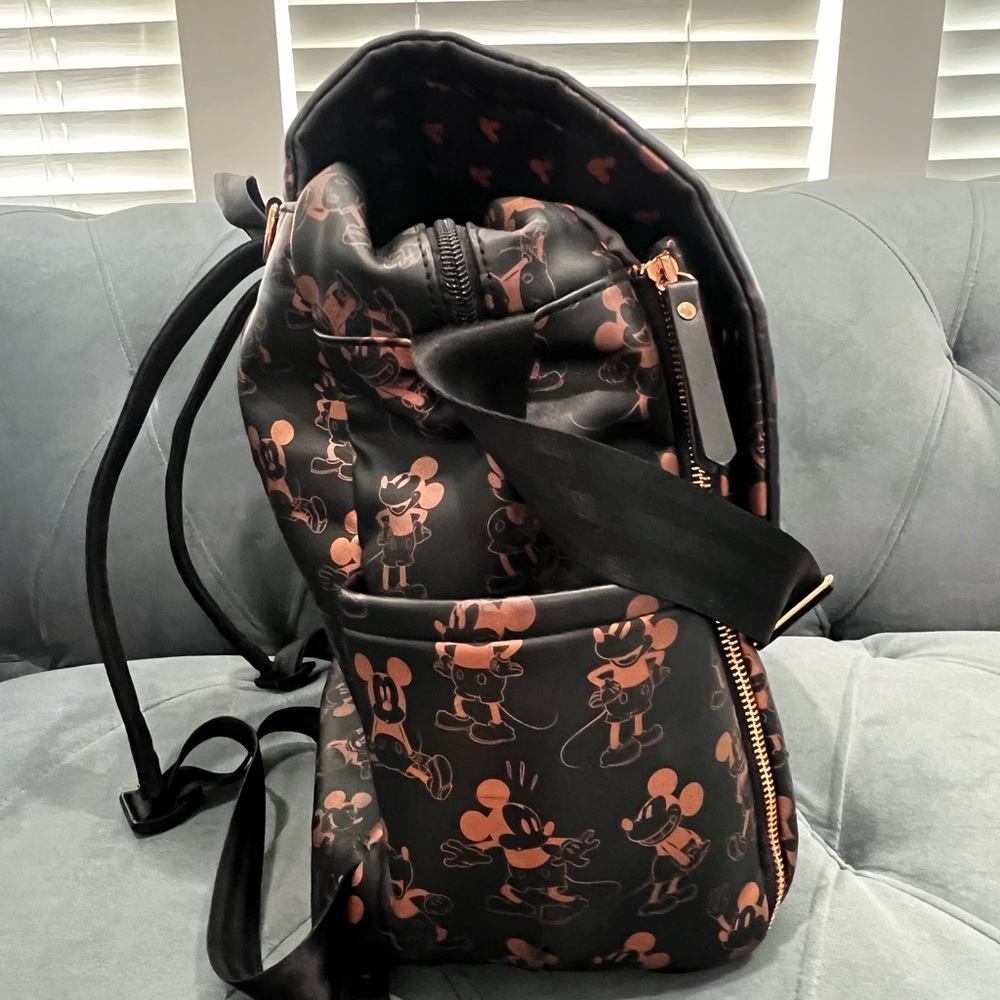 Petunia Pickle Bottom Black with Rose Gold Mickey Print Diaper Bag - Picture 5 of 11